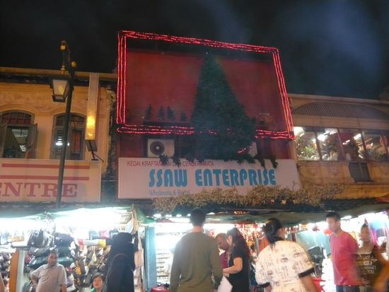 ...ihr seht richtig ein Geschaeft in China Town, wo man das ganze Jahr ueber Plastikweihnachtsbaeume in allen Farben und Formen kaufen kann!