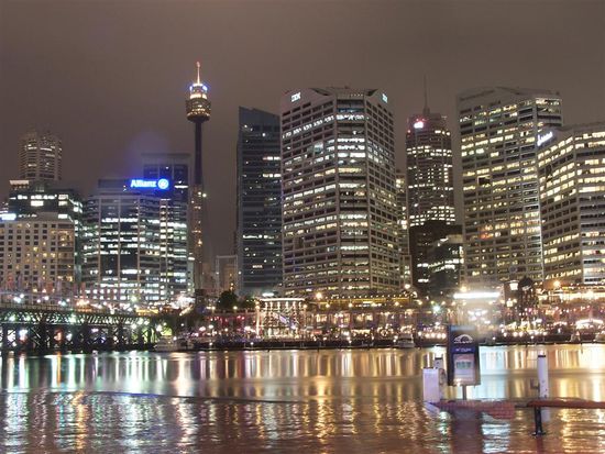Beim Essen in Darling Harbour.