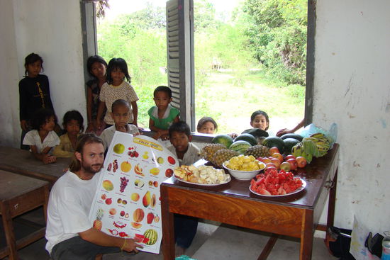 Poster und Fruechte fuer den Unterricht.