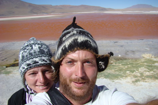 Wir zwei vor der Laguna Colorada