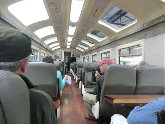 die zusätzlichen dachfenster geben diesem wagon seinen namen. sie erlauben, die steil nach oben ragenden felsen zu bewundern, zwischen denen sich der zug hindurchschlängelt. erwähnenswert hierbei ... die vegetation wird zusehens üppiger, kaum zu glauben, an welchen stellen sich hier die pflanzen, hoch in den hügel, "festkrallen".