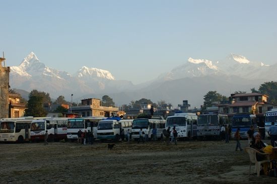 Wolkenfreies Panorama kurz vor unsere Rueckfahrt nach Kathmandu