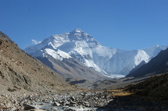 Im spaeteren Nachmittag gabs dann einen Everest-Blick fast ohne Wolken und Schneefahnen.