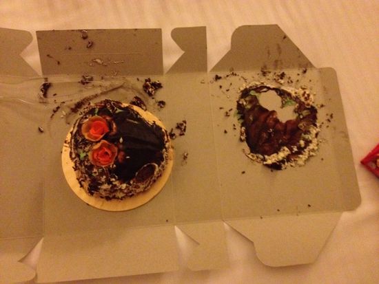 Die Hochzeitstorte... Die Herzform ist noch gut zu erkennen 