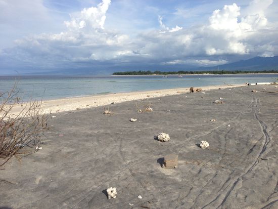 Heller und dunkler Sand nebeneinander.
Hier am Nord-Ost-Riff soll es am besten sein zum Schnorcheln... Stimmt, hier ist echt mehr zu sehen 