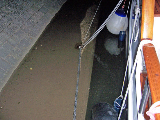 morgens waren unsere Taue 50 cm  unter Wasser