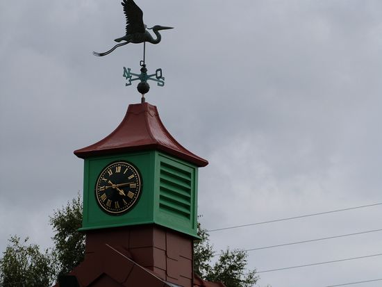 kommt man näher, erkennt man, dass es ein Reiher schmückt, nicht der Pleitegeier