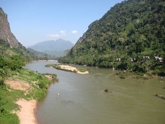 Blick auf den Mekong River von Nong Khiaw