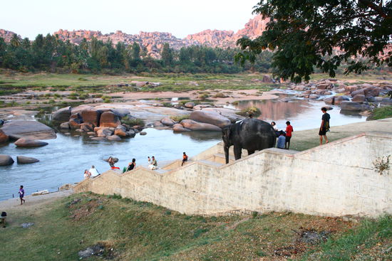 Lakshmi auf dem Weg zum Bad