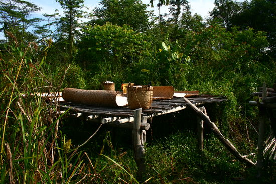 Ich glaube das hier ist Mehlproduktion, bin mir dabei aber nicht ganz sicher aufgrund der sprachlichen Schwierigkeiten. Mit Indonesisch kommt man bei den Dayak nicht all zu weit, denn diese haben ihre eigene Sprache.
