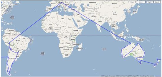 Peru - Chile (Norden) - Argentinien - Chile (Süden) - Neuseeland - Australien - Singapore