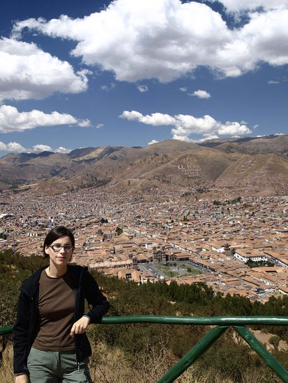 Blick ueber Cusco. Im Zentrum von Cusco kann man den Plaza de Armas (Hauptplatz) sehen.