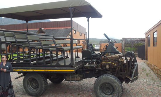 Unser Safari Transportmittel. Wo ist die Verglasung? Nix da,  ..