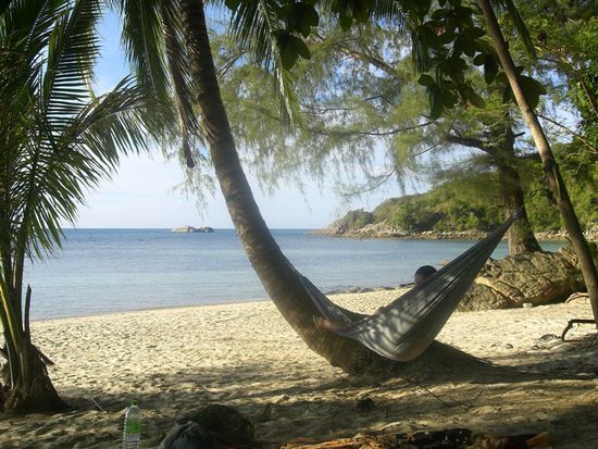 Ja ja - auch hier wieder! 
Wie so oft auf der Reise kommen wir ins traeumen vom lebenslangen sorgenlosen Leben zwischen Haengematte und Sonnenbad... 