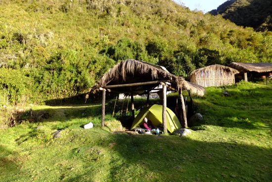 unsere erste Behausung im 2-Familiendorf - die Vegetation nimmt zu, es wird immer grüner und die Pflanzen immer höher