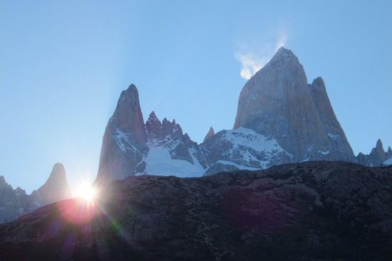 Sonnenuntergang am 'Fitz Roy', direkt von unserem campsite