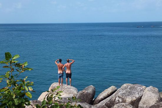 Zwei Eingeborene vom Stamme der "Weissbacken" 