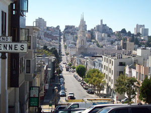 Blick über Little Italy (Beginn Aufstieg Telegraph Hill)