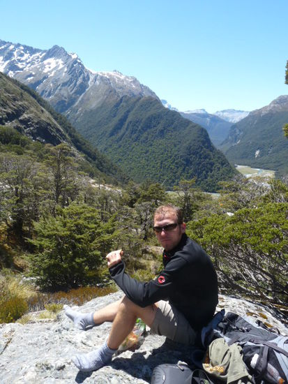 Vesperpause an der "Routeburn Falls Hut"
