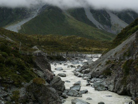 Hooker Valley noch Wolkenverhangen