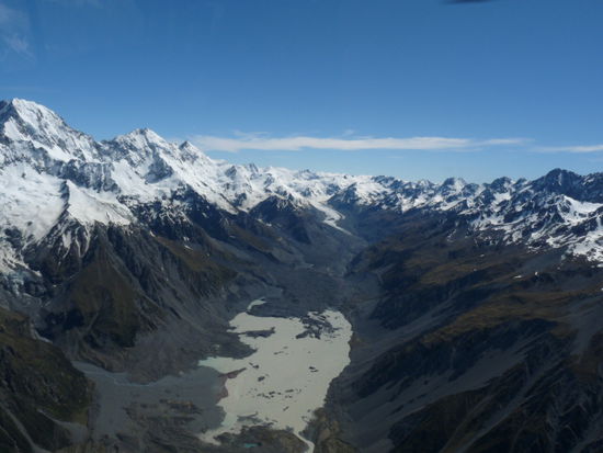Blick auf den 27 km langen Tasman Gletscher