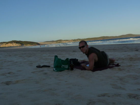 Letztes Bier am Strand bevors nach Sydney geht