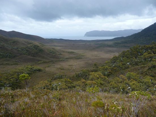 Von der Kueste geht es dann wieder rein ins Landesinnere. In der Bildmitte kann man den Track erahnen, ist so hell weil aus Wasser bestehend. Jaaaaa....