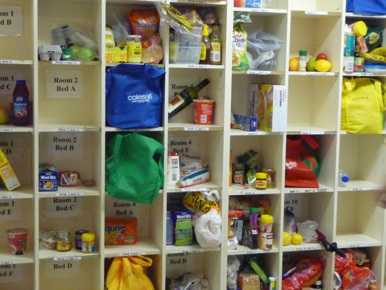 Materiallager im Hostel - wer sieht welches mir gehoert?