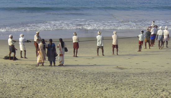 Fischer beim gemeinsamen Netz einholen - sehr beeindruckend