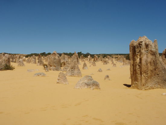 Die marsaehnliche Landschaft der Pinnacles. Es war knalle heiss.