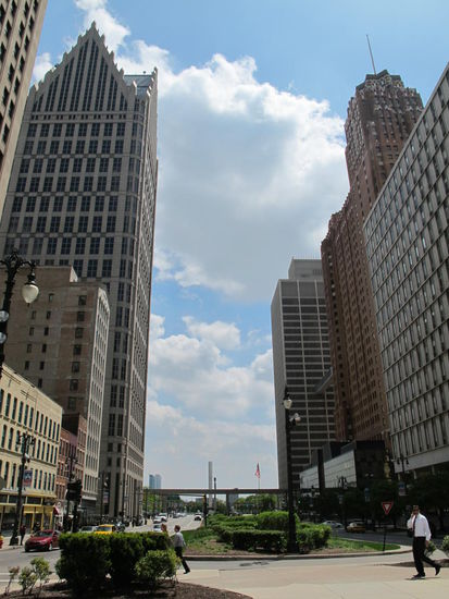 Der Blick vom Park zur Hart Plaza