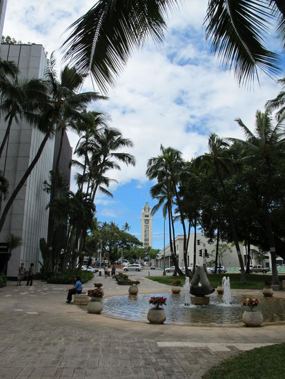 Das Ende der Fußgängerzone mit Aloha Tower