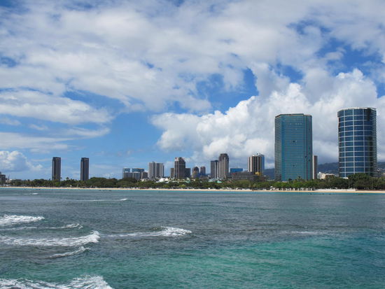 Blick vom Park zurück auf den Strand, ein Stück vom Park is ne Art Halbinsel