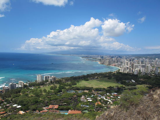 Das war der Hauptgrund des Aufstiegs, Waikiki Beach hinten und vorne Kapi'olani Park