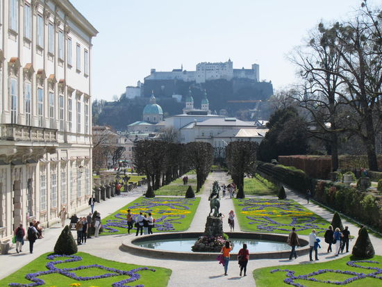 Mirabellgarten mit Blick Richtung Festung Hohensalzburg