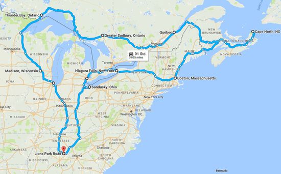 Ungefähre geplante Reiseroute