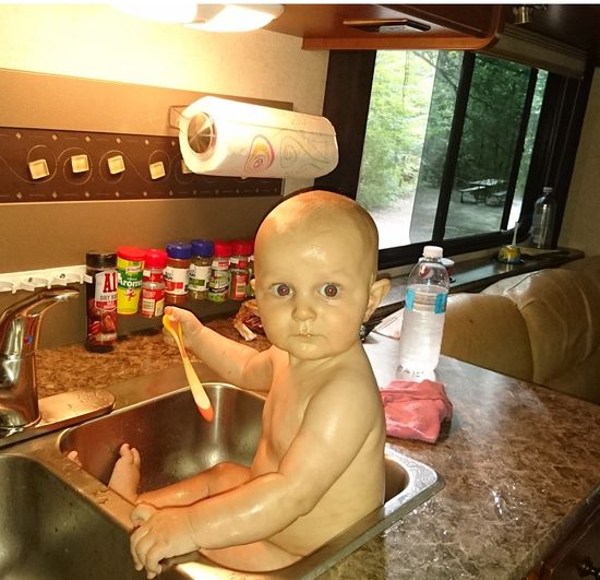 Sand vom spielen abduschen