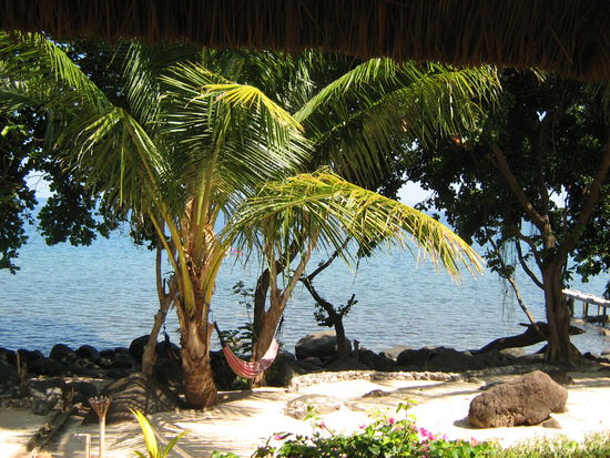 Blick von unserm Beach Bungalow in Flores