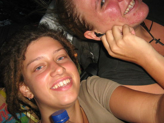 auf dem Dach des Busses