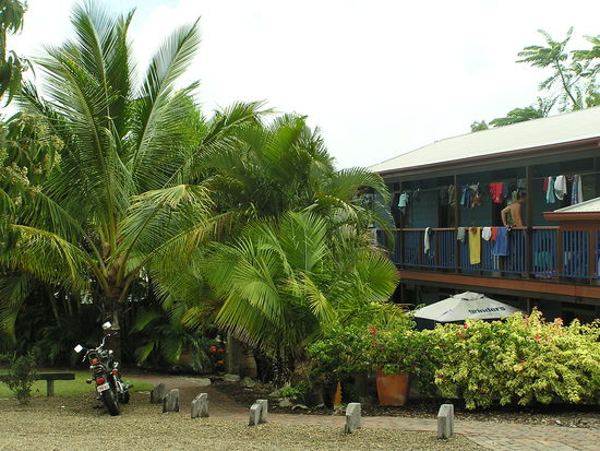 So naechtigt man auf Reisen im Norden Australiens...alles schaut aus wie im Botanischen Garten.
Unser Hostel COOL BANANA in Agnes Water.