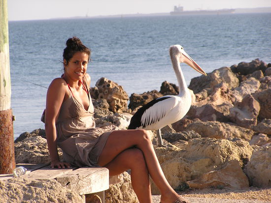 Tammy und ihr Pelikan! Unser erstes cooles Tier!