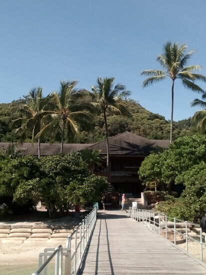 Pier und Ankunft zum Fitzroy Island Resort,.Übernachtungen sind ab 85 Euro möglich. Das Resort hat ca 100 Zimmer und ist ganz süß gepflegt