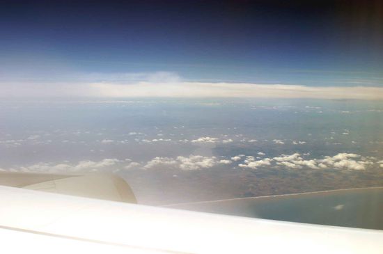 Aus einer Höhe von inzwischen 9.700 m zeigte sich um 14 Uhr 37 die Küste von Schottland