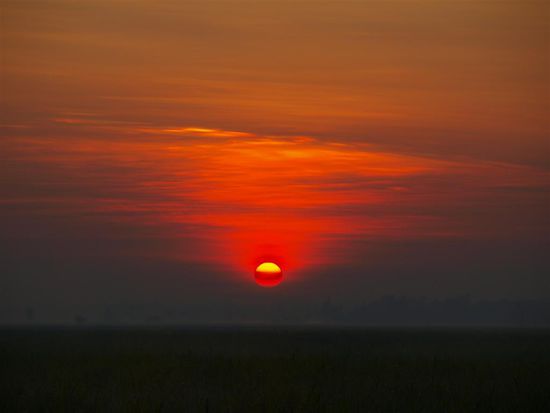 Bombastischer Sonnenaufgang! Den Buschfeuern sei Dank!