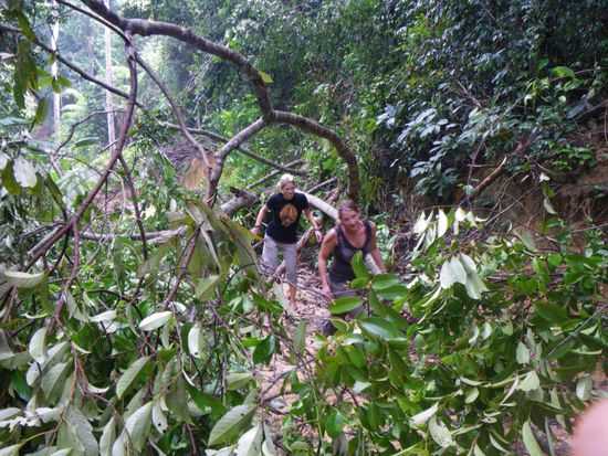 Wanderung ueber die Insel auf der Suche nach einer Unterkunft.