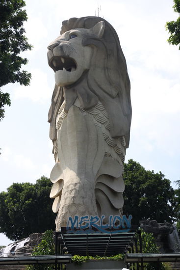 der große Merlion auf Sentosa