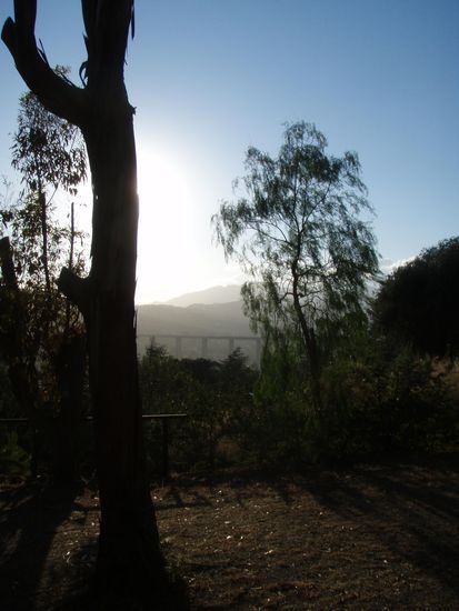 Blick vom Camping Eucalyptus auf die allgegenwärtige Autostrada dei Fiori