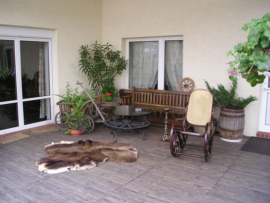 Die Terrasse unserer Pension