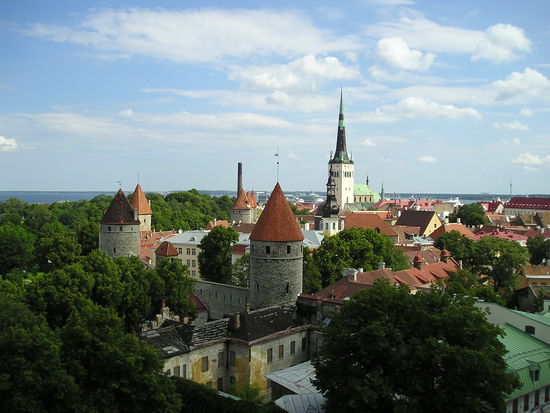 Blick über Tallin bis zum Fährehafen