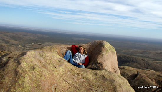 Auf dem Gipfel der Sierras. Da pfeift der Wind ganz schoen da oben!